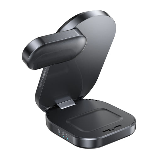 3 in 1 Wireless Charging Station 15W Fast Qi Charger for iPhone Samsung Black