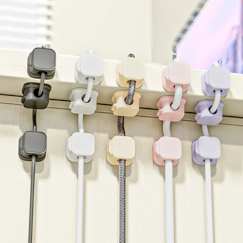 Plastic Desktop Cable Organizer Wall Mounted Rectangle Single Tier