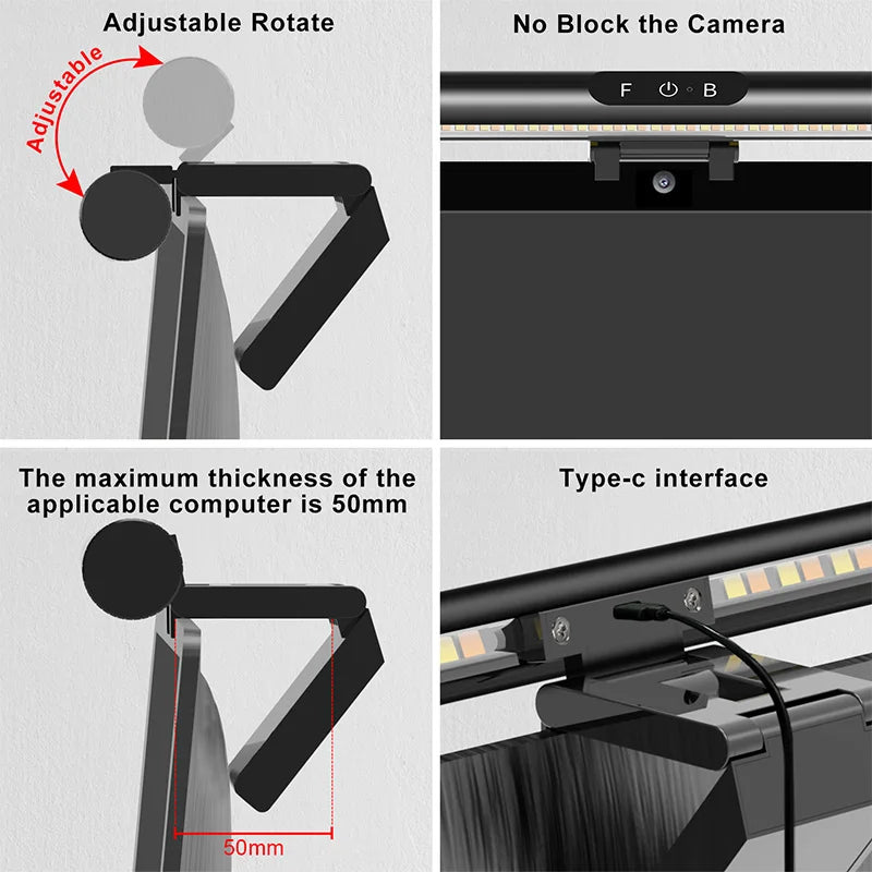 Computer Monitor Light Bar USB Powered Touch Dimming 4 Color Temperature