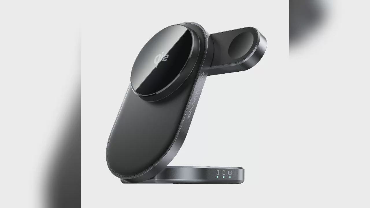 3 in 1 Wireless Charging Station 15W Fast Qi Charger for iPhone Samsung Black